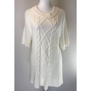 NWT Torrid Women's 2X (18-20) Off White Short Sleeve Chunky Cable Knit Sweater